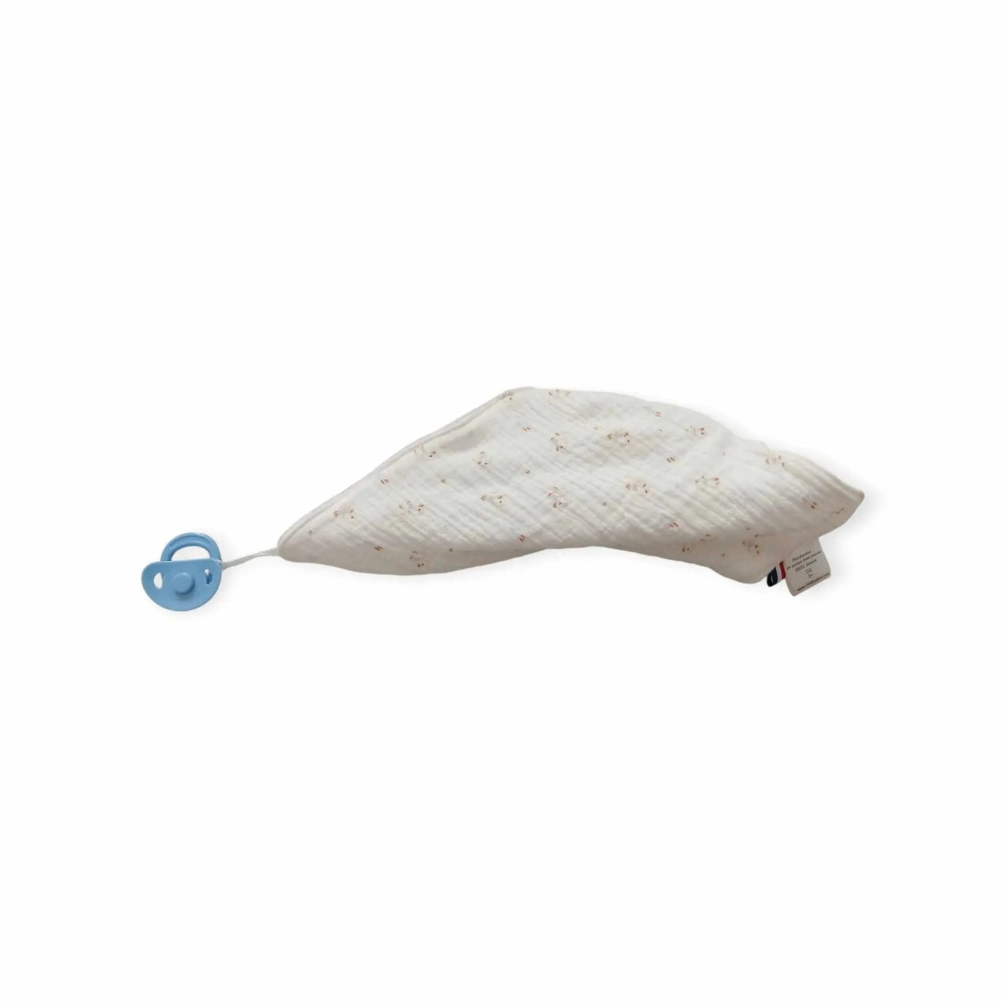 Doudou plat avec attache tétine – Fait main, doux et pratique pour bébé chtitdoudou