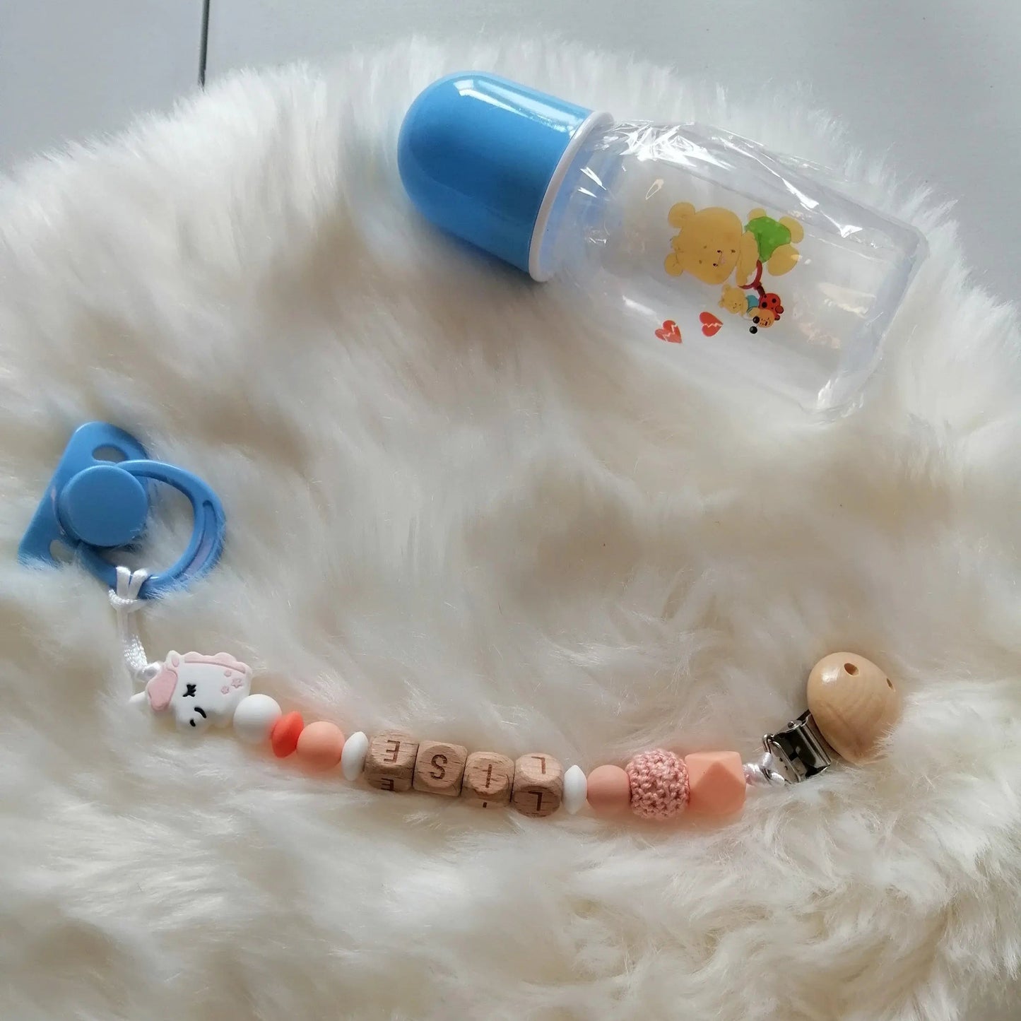 Attache tétine personnalisée silicone: licorne chtitdoudou