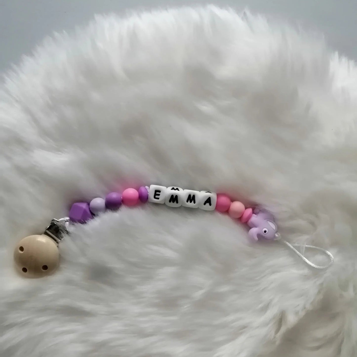 Attache tétine personnalisée silicone: éléphant chtitdoudou