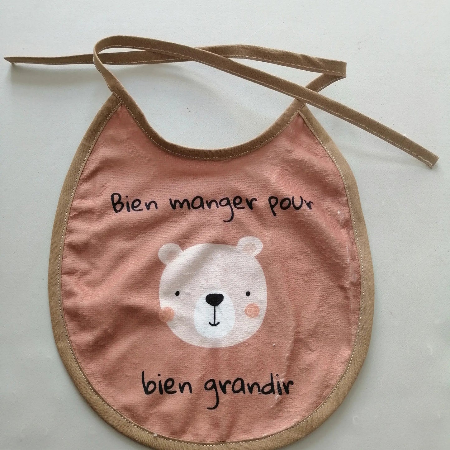 Bavoir artisanal original : coton, éponge,0-6 mois chtitdoudou