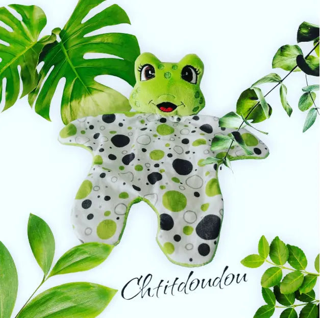 le doudou animal léo la grenouille -chtitdoudou chtitdoudou