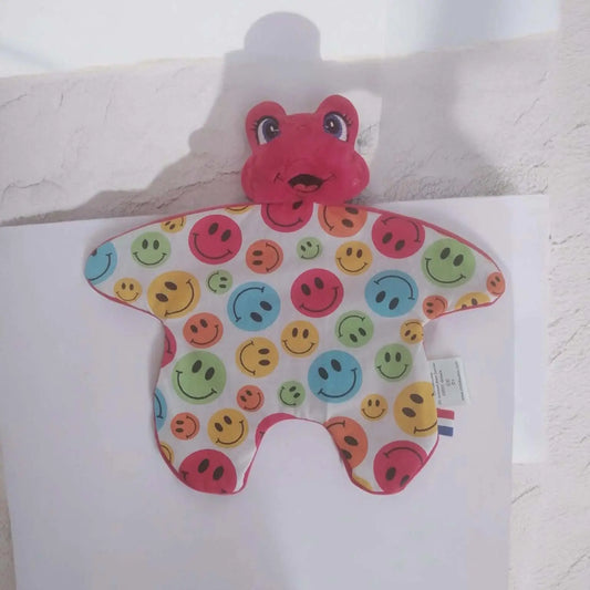 doudou grenouille rouge bébé fait main