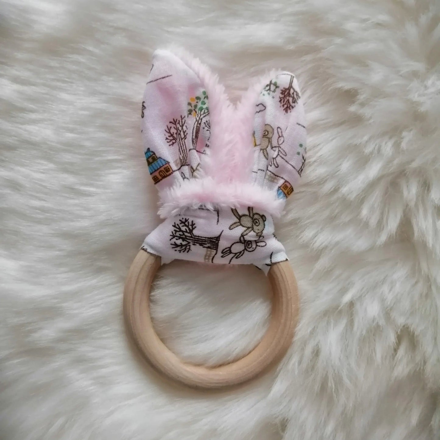 Anneau de dentition hochet à oreilles de lapin