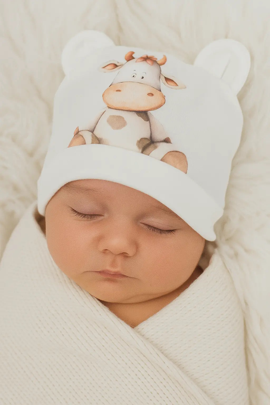 Bonnet de Maternité Doux et Chaleureux avec Imprimé vache adorable chtitdoudou