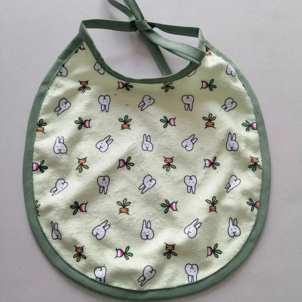 Bavoir artisanal original : coton, éponge,0-6 mois chtitdoudou