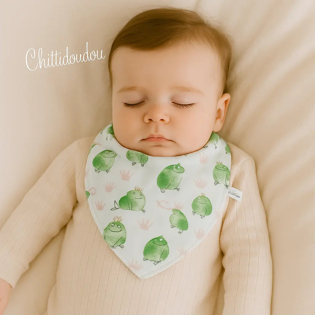 Bavoir bandana bébé : coton, éponge, personnalisable, naissance à 18 mois chtitdoudou