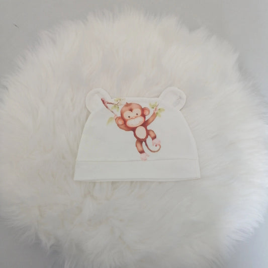 Bonnet de Maternité Doux et Chaleureux avec Imprimé singe adorable chtitdoudou