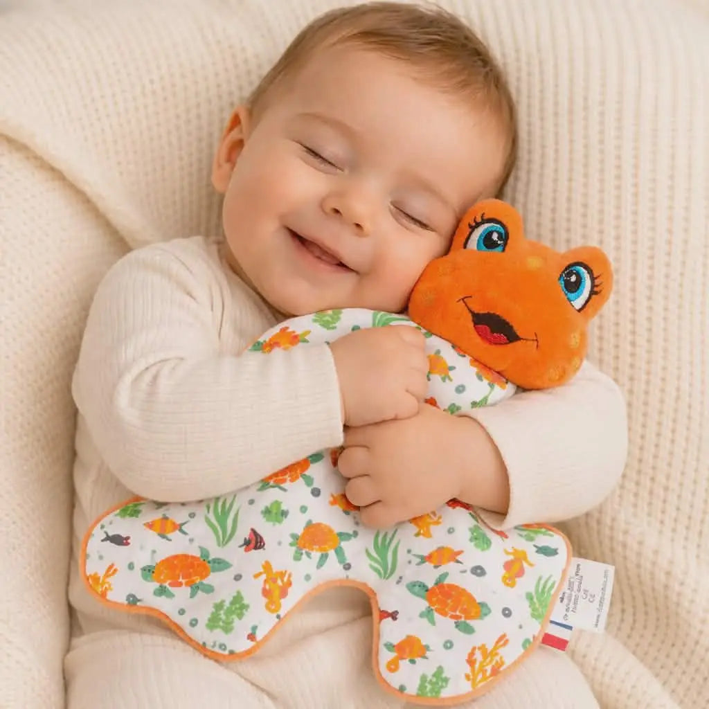 doudou grenouille bébé fait main tissu animaux marins