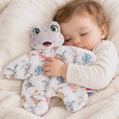 doudou grenouille gris bébé fait main tissu lapin rigolo