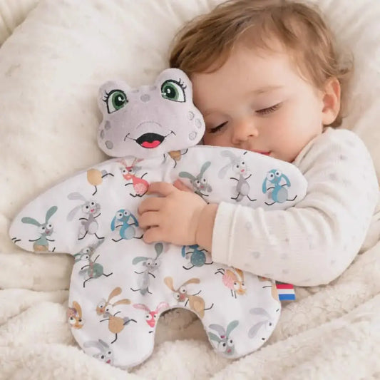 doudou grenouille grise bébé fait main personnalisé cadeau naissance