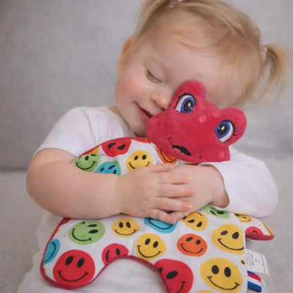 doudou grenouille rouge bébé fait main tissu smiley