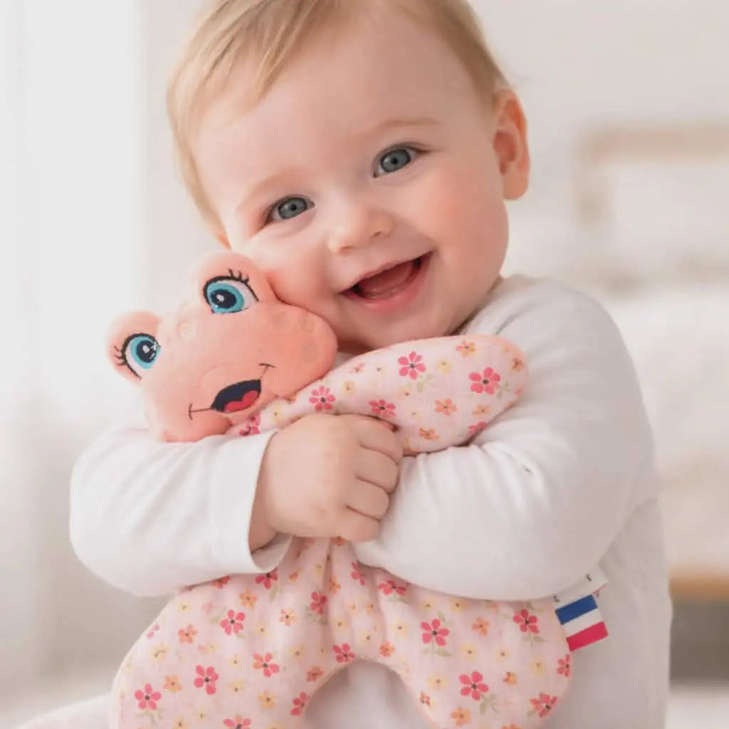 doudou grenouille bébé fait main tissu fleuri