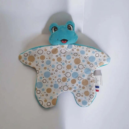 doudou grenouille bleu bébé fait main