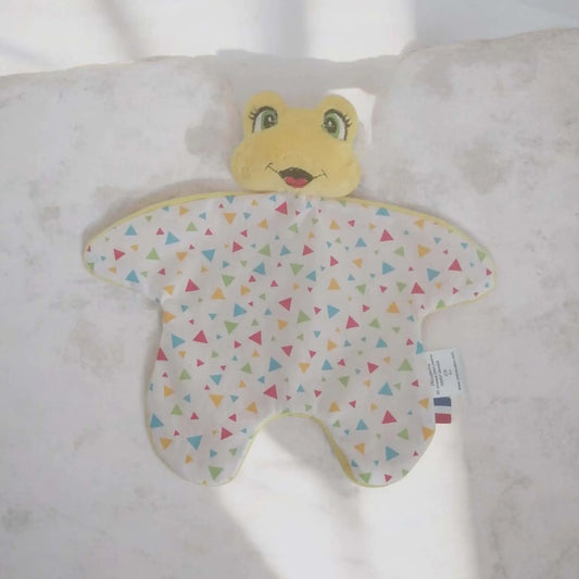 doudou grenouille jaune bébé fait main