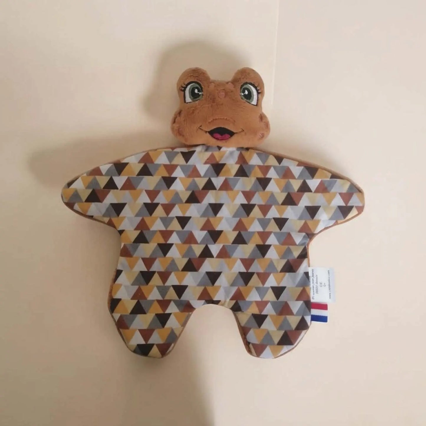 doudou grenouille marron foncé bébé fait main