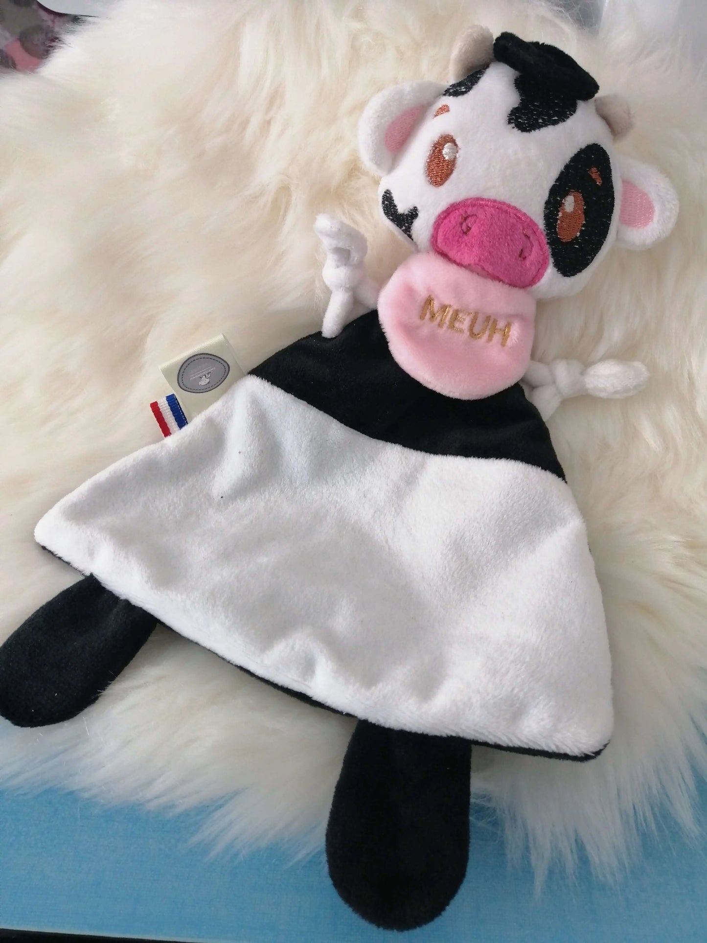 Doudou vache artisanal : Fait main en France, doux et sécurisé chtitdoudou