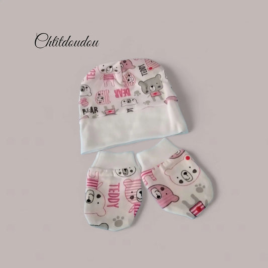 Ensemble bébé bonnet et moufles bébé - Chtitdoudou chtitdoudou