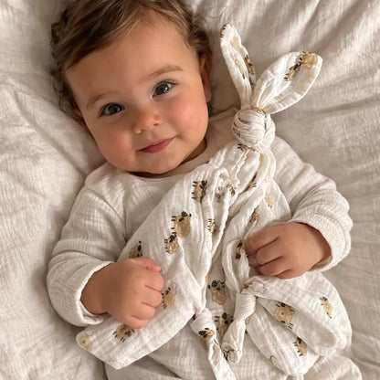 Doudou Lange Lapin en Double Gaze de Coton