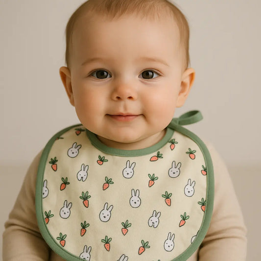Bavoir artisanal original : coton, éponge,0-6 mois chtitdoudou