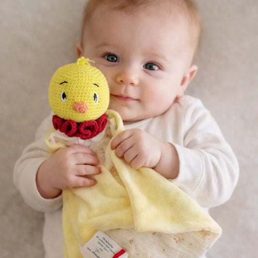 doudou au crochet poussin - doudou personnalisé chtitdoudou