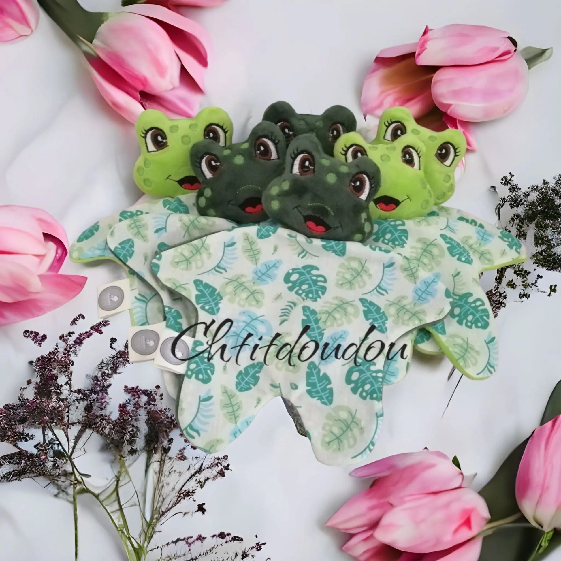 le doudou léo la grenouille (sur commande) - chtitdoudou