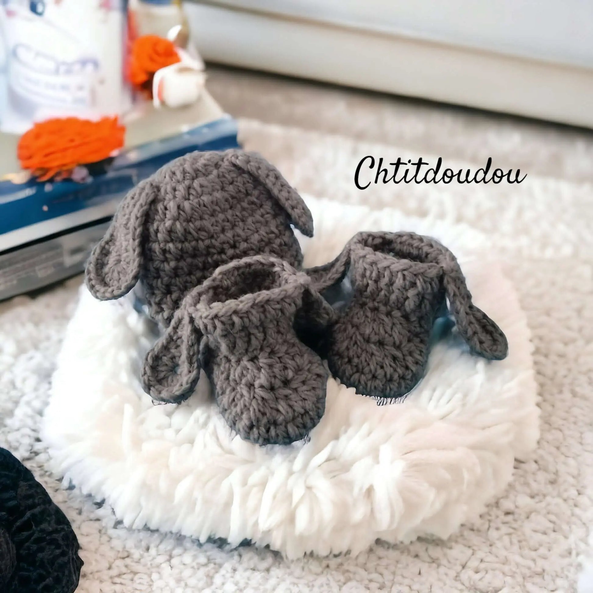 Ensemble lapin au crochet pour bébé, fait main, disponible en 4 tailles - chtitdoudou