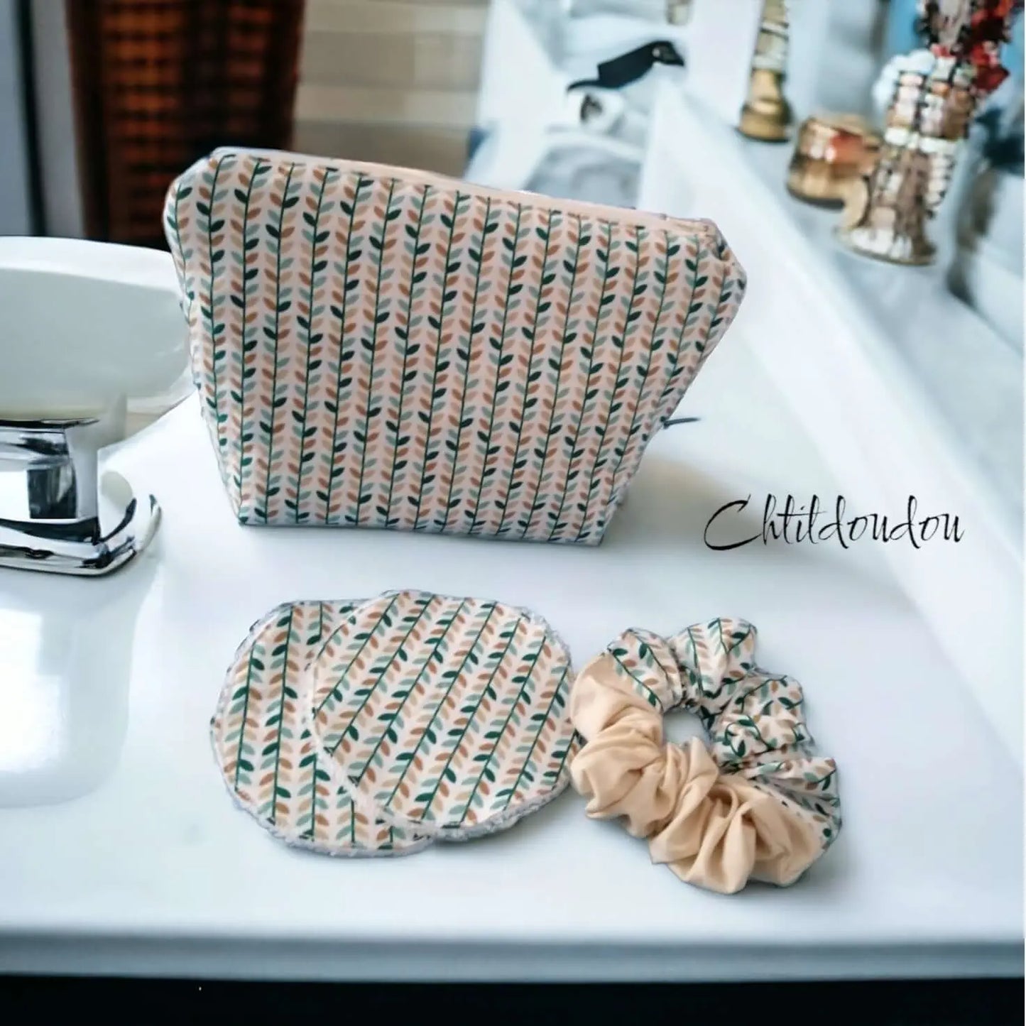 Trousse de maquillage et accessoires | Lingettes démaquillantes lavables | Chouchou | Tissu coton imprimé - chtitdoudou